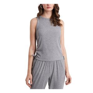 1. STATE Womens Gray Stretch Ruched Side-ties Sleeveless Crew Neck Tank Top L